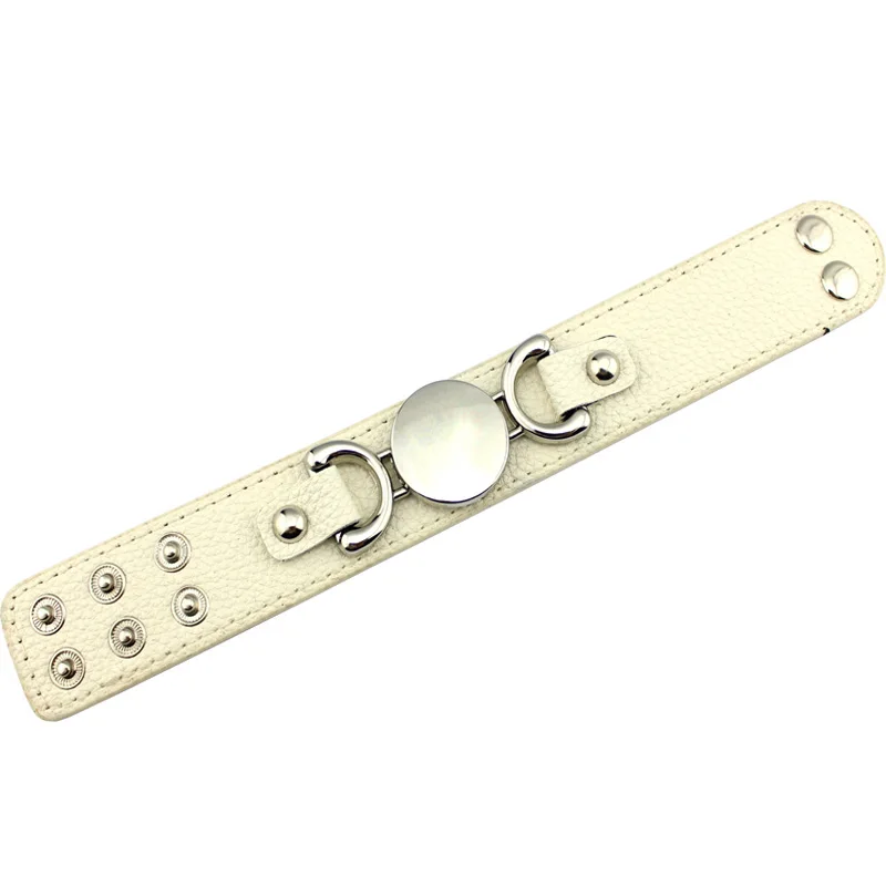 B1596 Silver Cream Модный персонализированный женский браслет из искусственной кожи, очаровательные браслеты, Золотой пустой браслет с монограммой, Женские Ювелирные изделия, опт - Окраска металла: B1596 Silver Cream