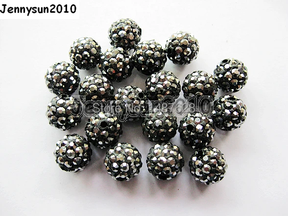 

6mm Hematite Top Quality Czech Crystal Rhinestones Pave Clay Round Disco Ball Spacer Beads For Jewelry Crafts 100pcs / Pack