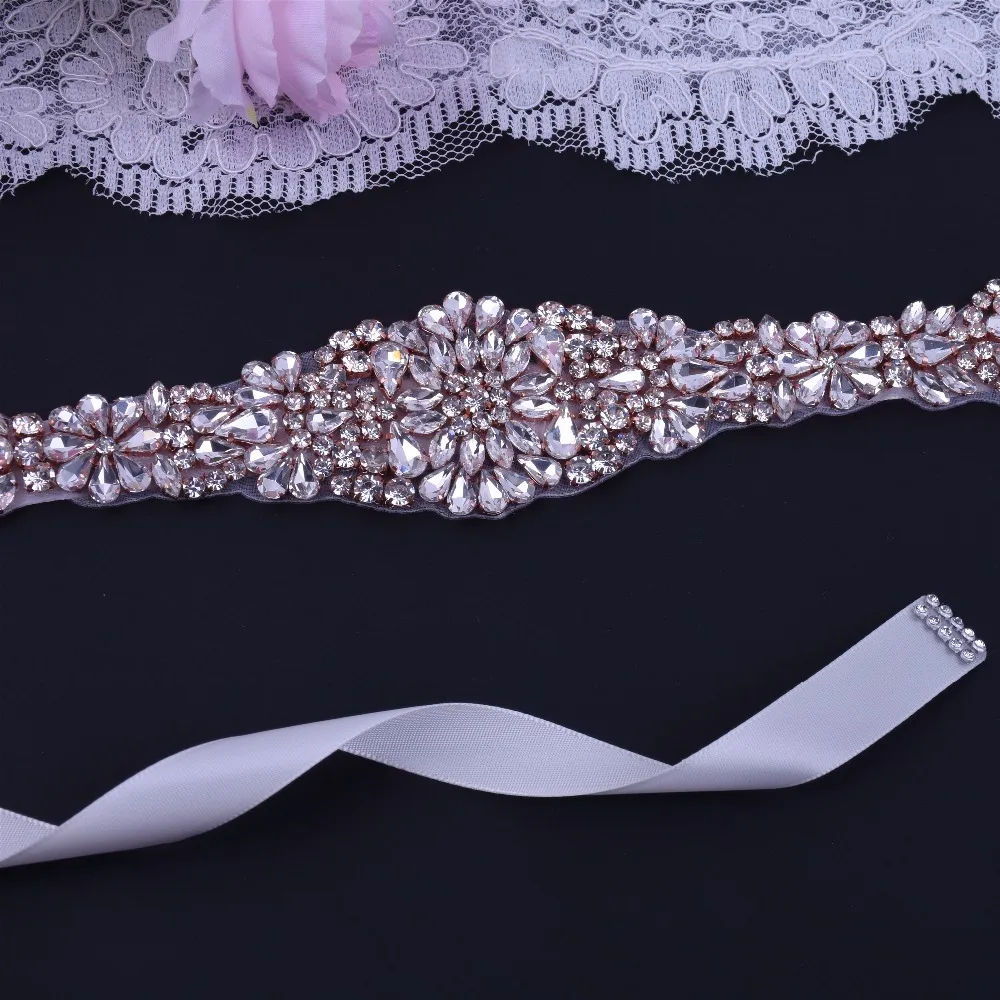 Rose Gold Rhinestones Bridal Belt Luxury Crystal Wedding Diamond Sash For Dress Accessories | Свадьбы и торжества