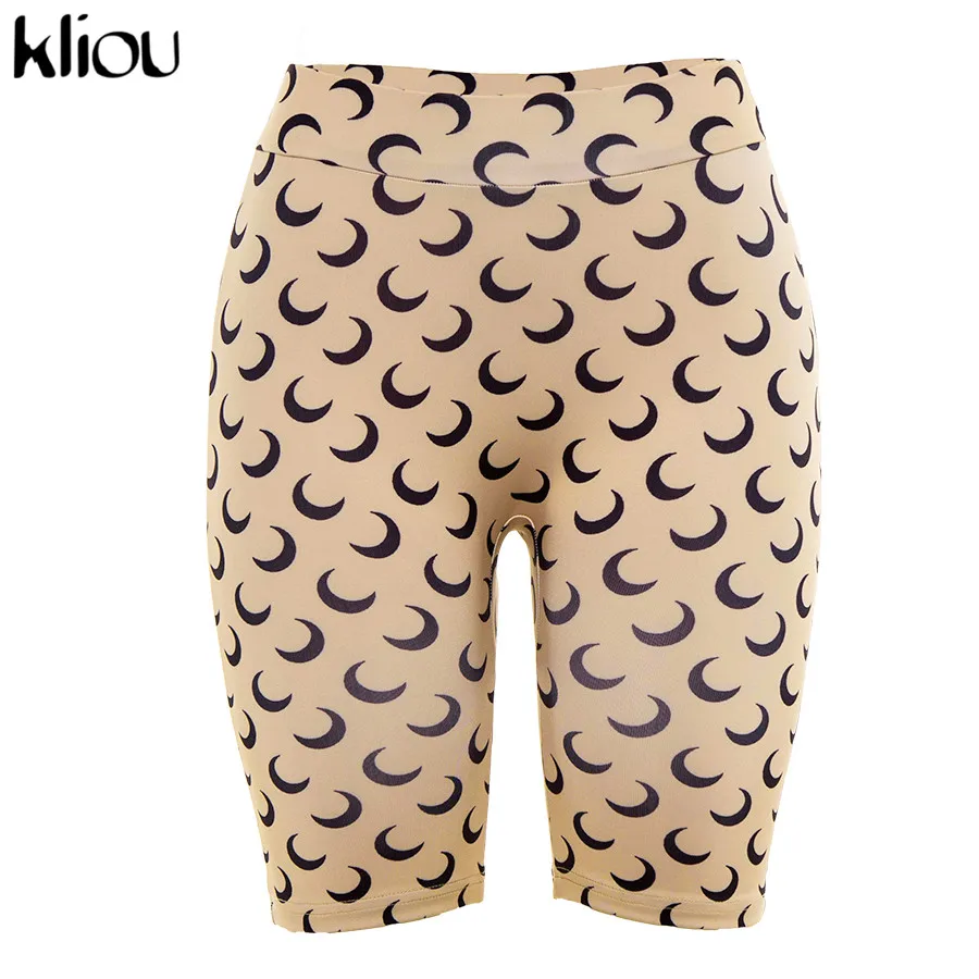 Kliou women skinny shorts elastic high waist fitness short print trousers summer female casual fashion street short pants