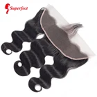 Бразильская волна 13x4, Фронтальная застежка, предварительно выщипанная прозрачная швейцарская кружевная фронтальная Реми-застежка из человеческих волос