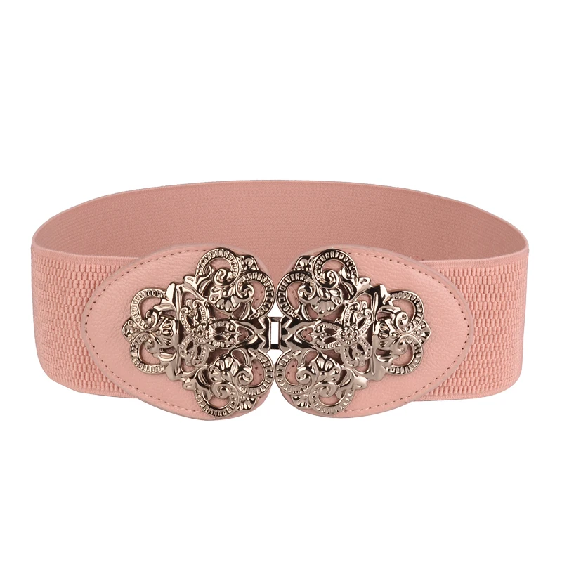 Резной Цветок эластичный Серебряный широкий женский пояс винтажный Женский