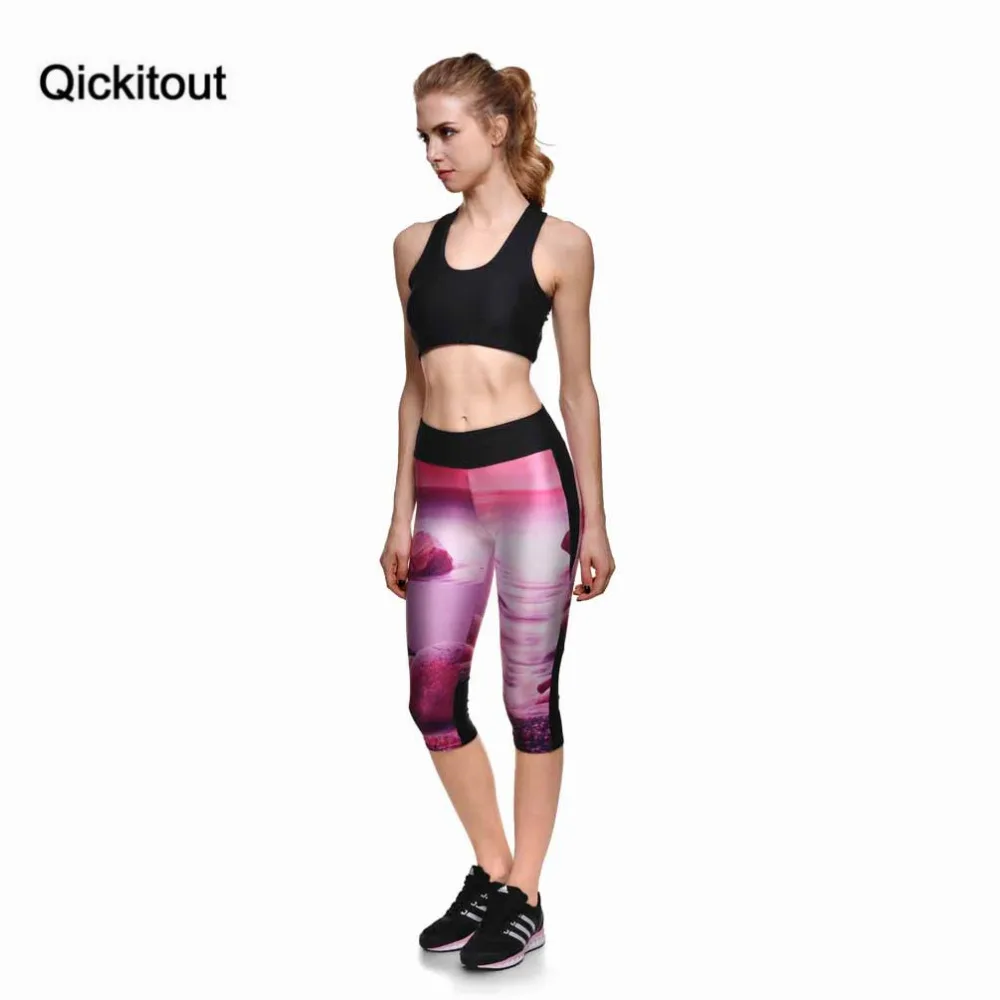 Брюки Капри бренда qickitout 2016 модные новые женские 7 точечные брюки закат пляж