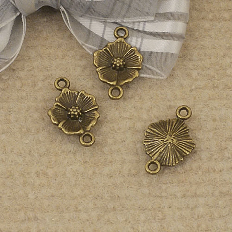 Antique Bronze 30527) 30 шт. 25x15 мм Античное Золото цветной цинк сплав 2 отверстия цветок подключен Подвески Diy ювелирных изделий Аксессуары оптом - Цвет: Antique Bronze