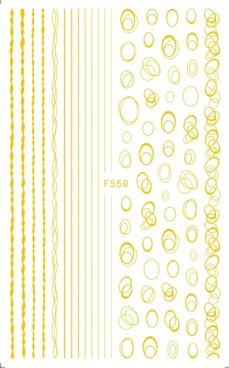 540gold 3D Nail Art Sticker Gold Silver Circle Nail Stickers Hollow Geometry Line Adhesive Slider Sticker Star Moon Decals Z0158 - Цвет: 540gold