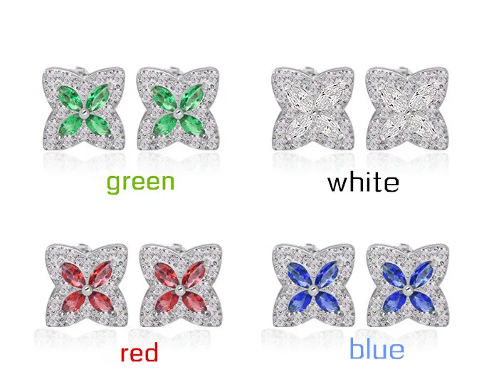 Fashion Hot Women'S Flower Shape Zircon Inlay Jewelry Platinum Plated Stud Brand Earrings New Free Shipping | Украшения и