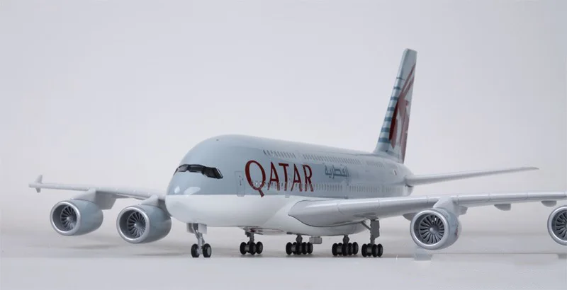 1/160 масштаб 45,5 см отлитая модель самолета Катара модель авиа Airbus A380 со светом и колесом Смола самолет коллекция детские подарки