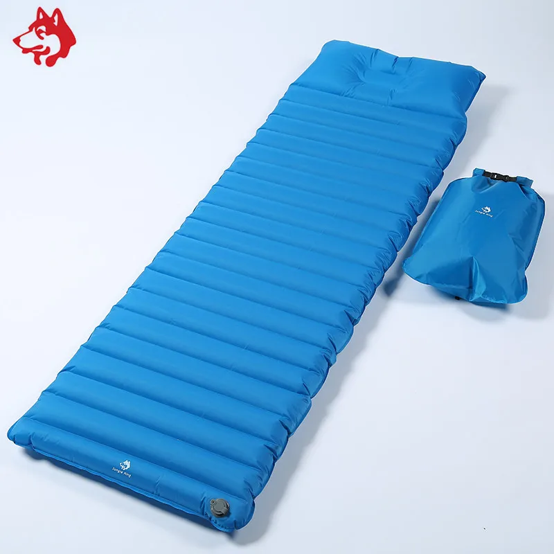 Kopen Duurzaam Nylon + TPU Coating Slaapmatje Outdoor Reizen Camping Wandelen Matras Met Inflator Tas Grijs Opblaasbare Mat