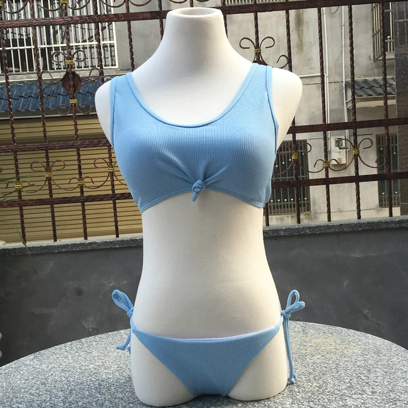 2017 сексуальный купальник бикини набор женский Пуш Ап Топ однотонный купальный