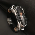Ремешок для Xiaomi Mi Band 5, 4, из натуральной кожи, металлический корпус