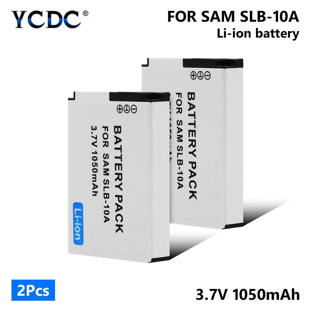 2 pieces batteries 1/2 штук 3,7 V 1050 мА/ч, SLB-10A/SLB10A/SLB 10A Камера Батарея для samsung ES50 ES55 ES60 ES63 EX2F P800 P1000 PL50 PL51 PL55 - Цвет: 2 pieces batteries