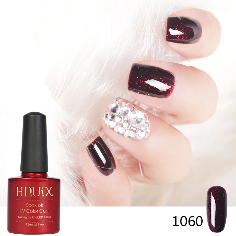 HNUIX красный Гель-лак для украшения ногтей УФ Гель-лак для ногтей led с блестящими блестками красного цвета 7,3 мл