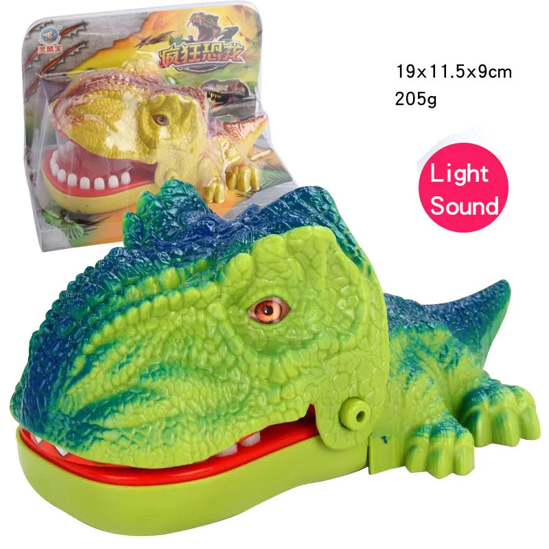 Dinosaur Green Light Дети Большой крокодил, акула рот дантиста кусает за палец игра Новинка шутки дети мультфильм пиратский баррель семья трюк забавная игра - Цвет: Dinosaur Green Light