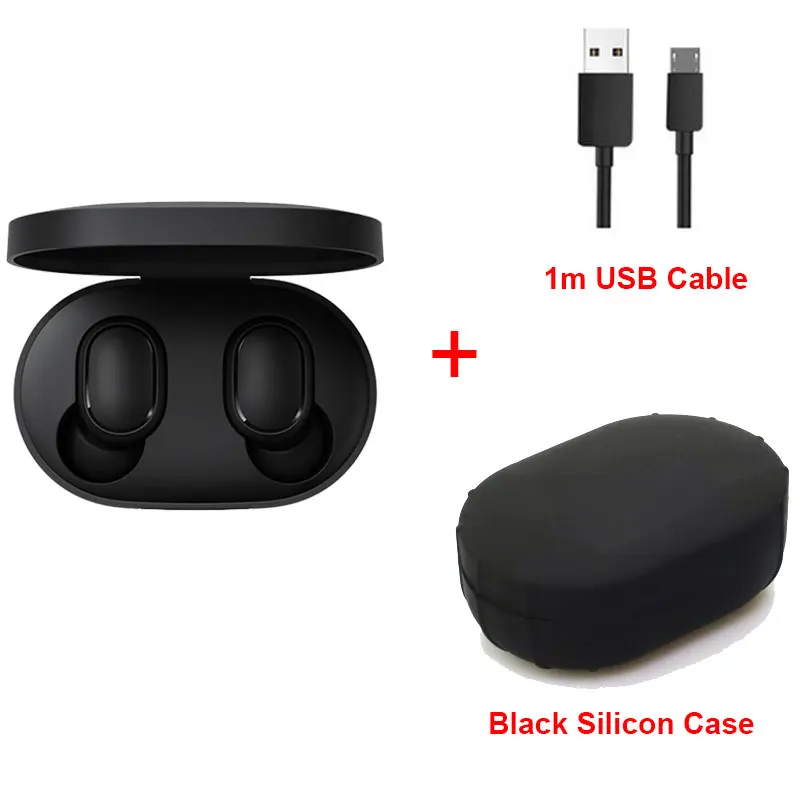AddCable BlackCase.. Наушники беспроводные Redmi Airdots TWS Bluetooth стерео бас Xiaomi гарнитура шумоподавлением микрофоном свободные управление беспроводная AI - Цвет: AddCable BlackCase..