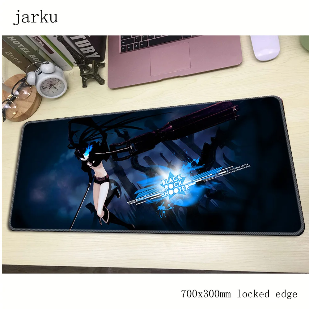 Черный коврик для мыши компьютерный игровой 700x300x2 мм большой в стиле аниме