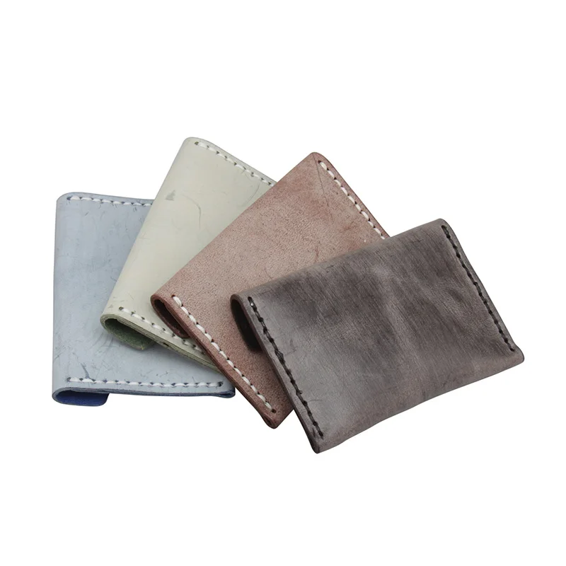 Итальянские однотонные мини кошельки ручной работы из воловьей кожи с карманом