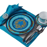 luxury bone china dishes and plates sets blue ceramic dinner plates restaurant supplies serving dish