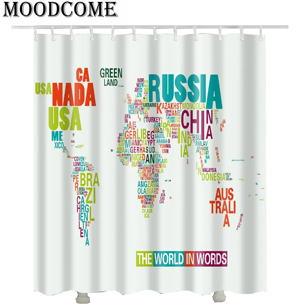 Занавеска для ванной с 3D картой мира 2017 пляжная занавеска душа из полиэстера