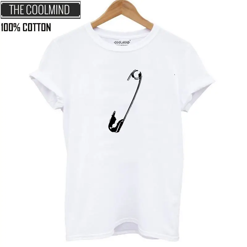 QI0255B-BS COOLMIND QI0255 хлопок свободная забавная женская футболка повседневная с коротким рукавом крутая женская футболка с круглым вырезом летняя футболка женские футболки - Цвет: QI0255B-BS