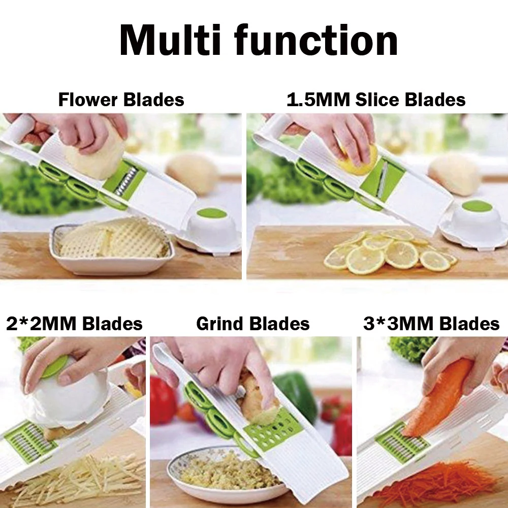 7 шт./компл. многофункциональная овощерезка Нержавеющая сталь овощерезка Регулируемый лезвия для резки фруктов Терка для овощей