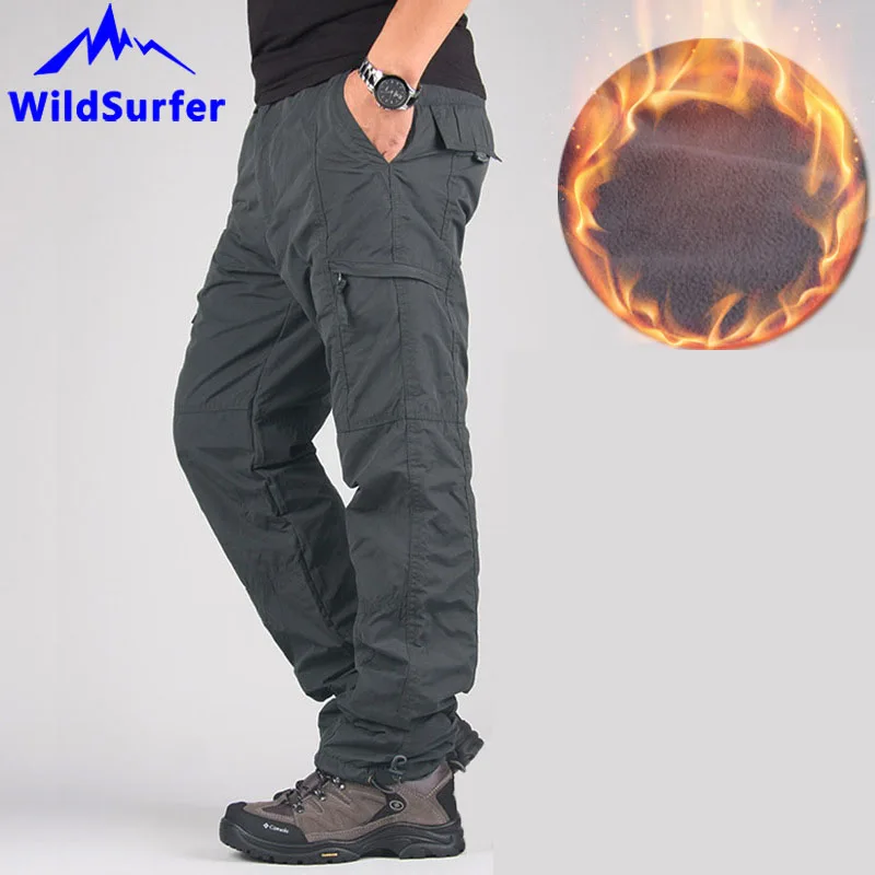 Мужские уличные брюки с несколькими карманами WildSurfer зимние Бархатные большого