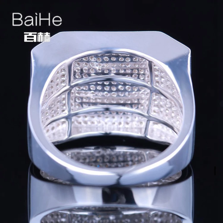 BAIHE Solid 14 K белое золото(AU585) 1.2CT сертифицированные H/SI круглые ограненные настоящие бриллианты свадебные мужские модные ювелирные изделия кольцо