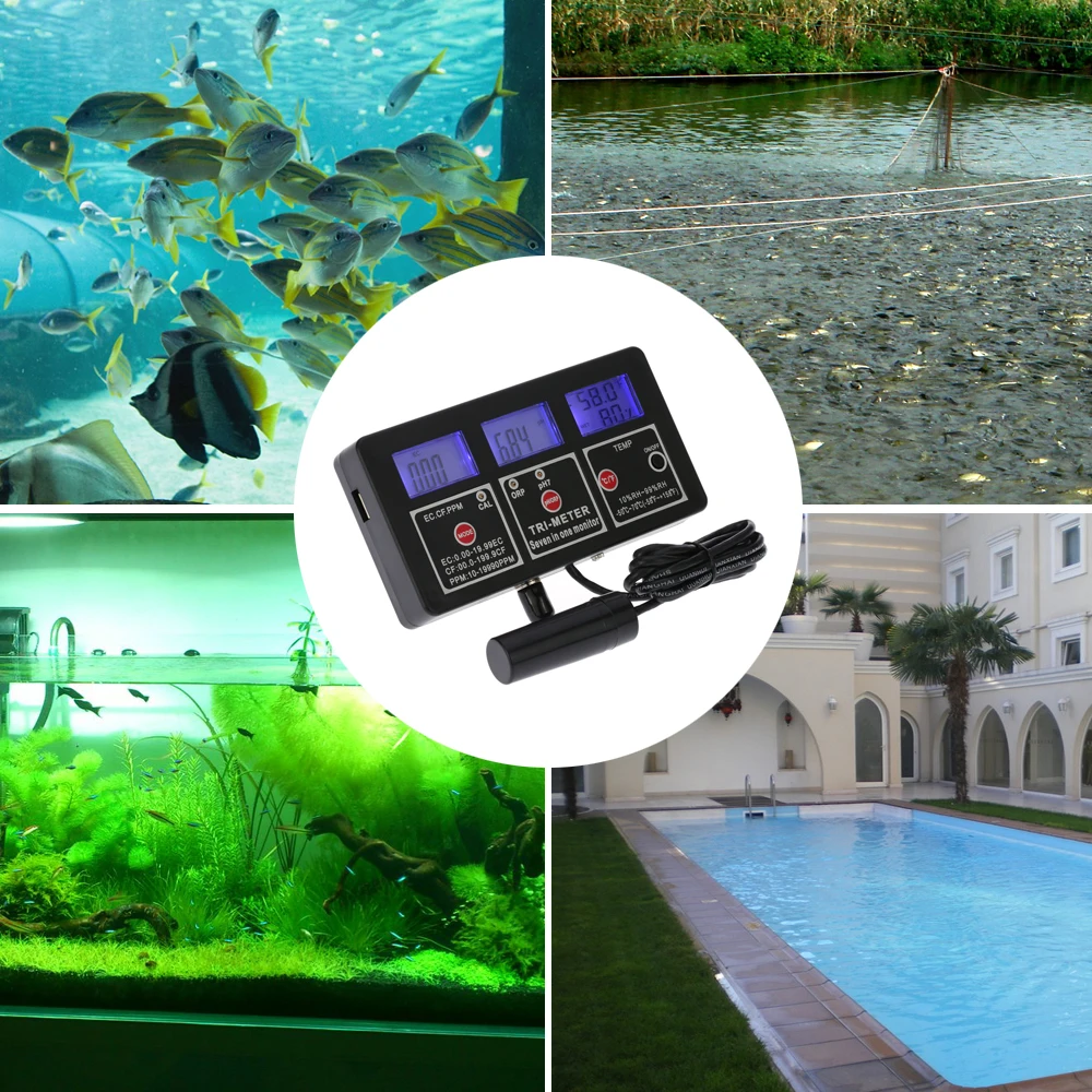 Multi-parameter Digital ph meter Professional 7 in 1 Water Testing Meter Monitor ORP / pH RH EC CF TDS(PPM) TEMPTester | Инструменты