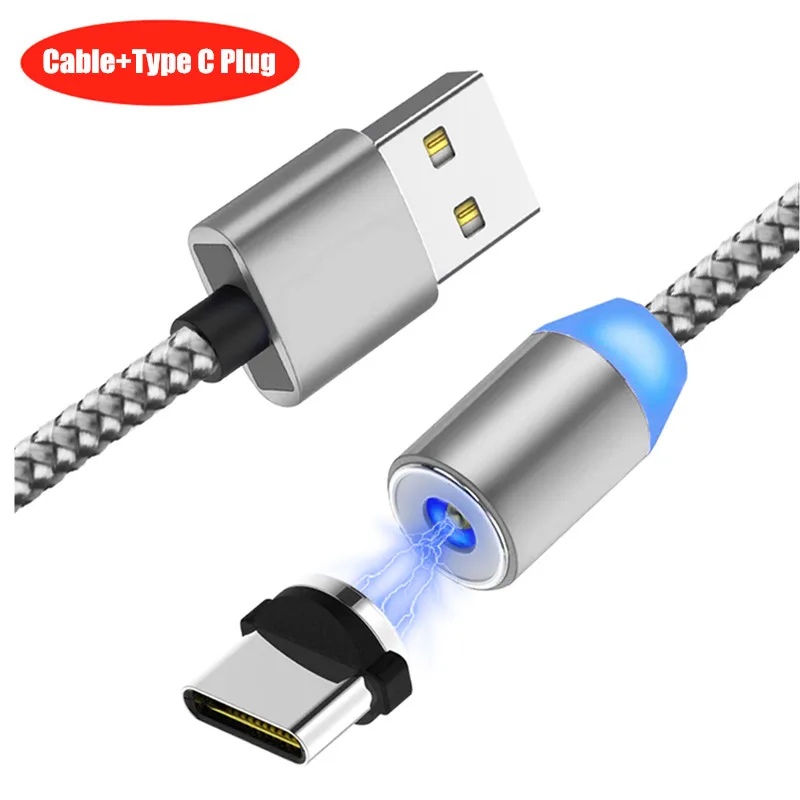 Silver TypeC Cable 20 шт./упак. NISI 1 м 2 Micro USB Магнитный кабель Lightning для iPhone samsung 8Pin IOS Тип-C Порты светодиодный телефона зарядный кабель 3 в 1 - Цвет: Silver TypeC Cable