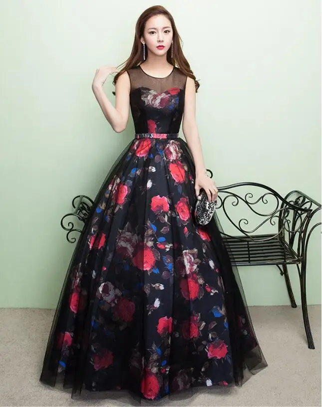 Vestido Formatura Длинные платья выпускного вечера 2018 элегантный O шеи этаж Длина