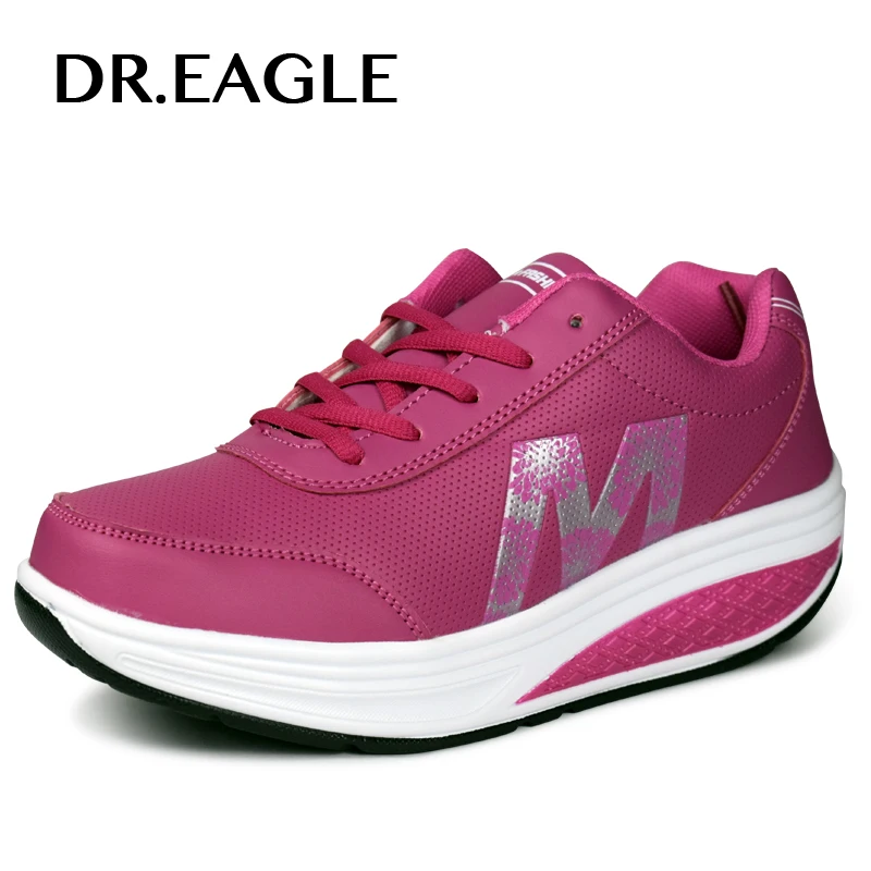Женские уличные кроссовки DR.EAGLE кожаные для бега обувь на платформе 5 см