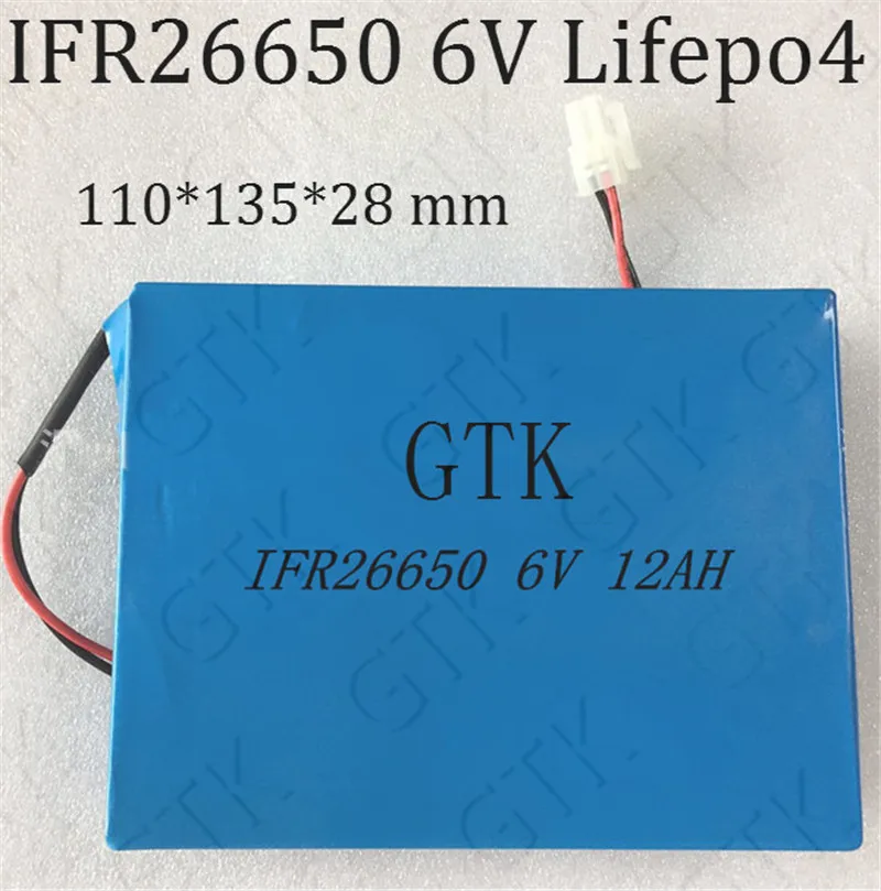 Батарейка для сигнализации Lifepo4 IFR 26650 6В 12А 12Ач наблюдения за вентилятором PDA