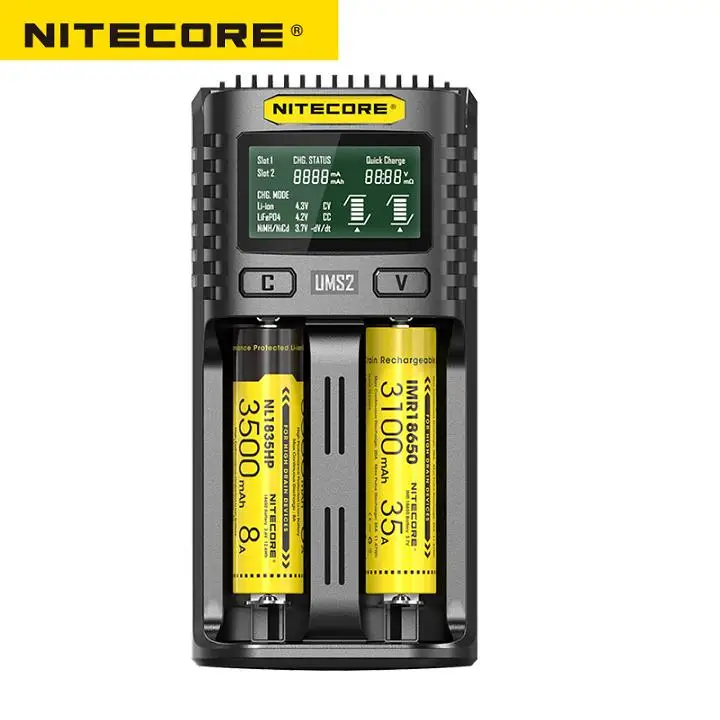 Интеллектуальное зарядное устройство NITECORE UMS2 с 2 слотами и функцией быстрой
