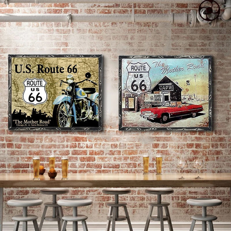 США винтажные металлические жестяные знаки Route 66 бар украшение стены оловянный знак винтажный металлический постер домашний декор таблички художественный плакат 30*20