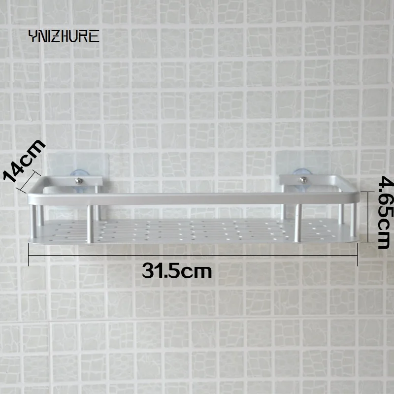 

Kitchen Bathroom Bathroom Creative Shelf Sucker Wall Mounted Space Aluminum Storage Shelf Single Layer Nails No Punch Hook