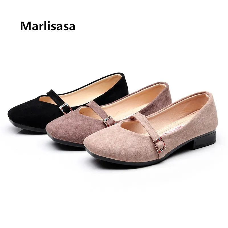 Женские туфли без застежки Marlisasa черные легкие на плоской подошве крутая женская