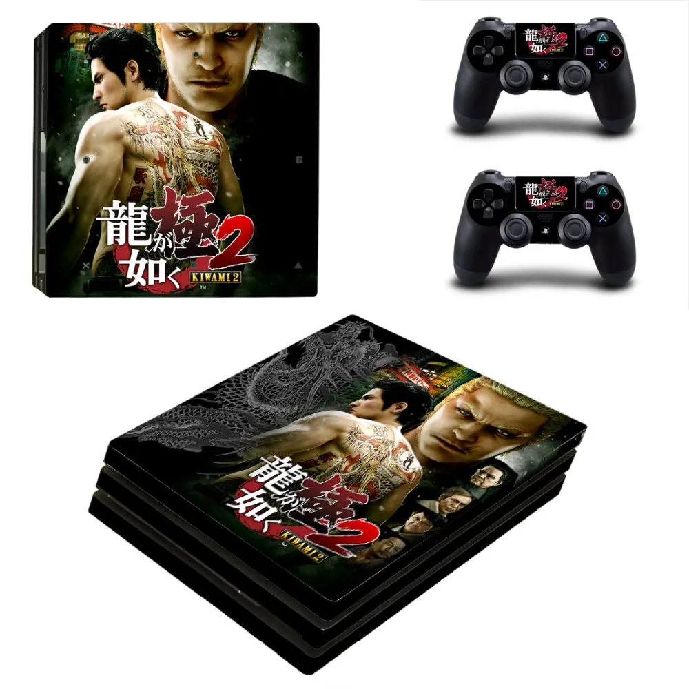 Наклейка для игровой консоли Yakuza PS4 Pro Виниловая наклейка PlayStation 4 и 2 контроллера