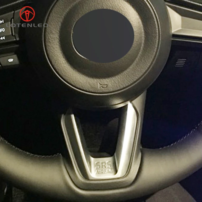 LQTENLEO черный из натуральной кожи рулевого колеса автомобиля крышки для Mazda 3 Axela- Mazda 6 Atenza- CX-3 CX-4 CX-5 CX-9