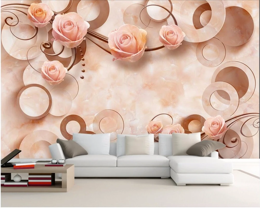 

3d обои Beibehang, украшение для дома, фотообои, розовая роза, нефрит, мрамор, гостиная, гостиница, большие обои для стен 3 d
