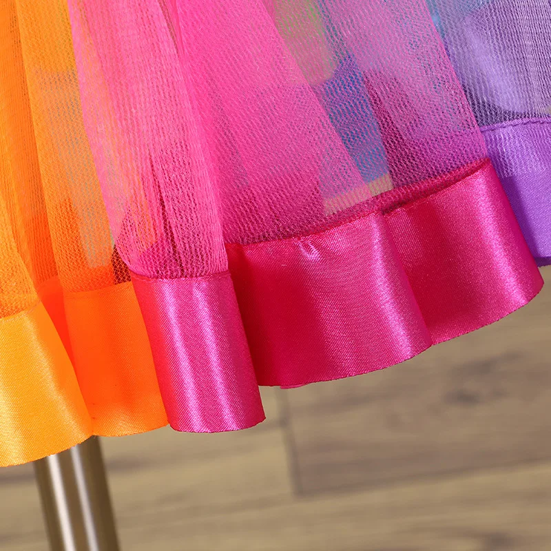 Радужная юбка пачка для девочек детская балета Танцевальная выступлений в стиле