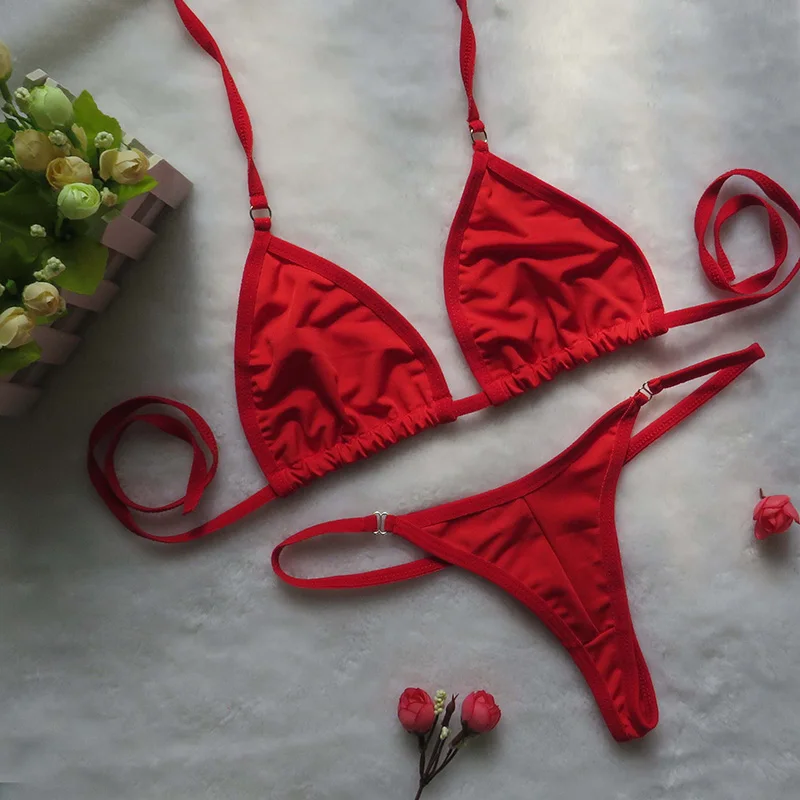 Прозрачный микро бикини 2019 сексуальные стринги Раздельный купальник комплект