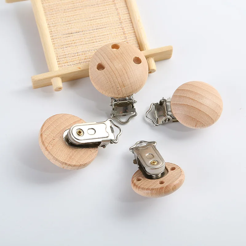 Новый 2 шт. DIY держатель для соски детские деревянные бусины милый круглый