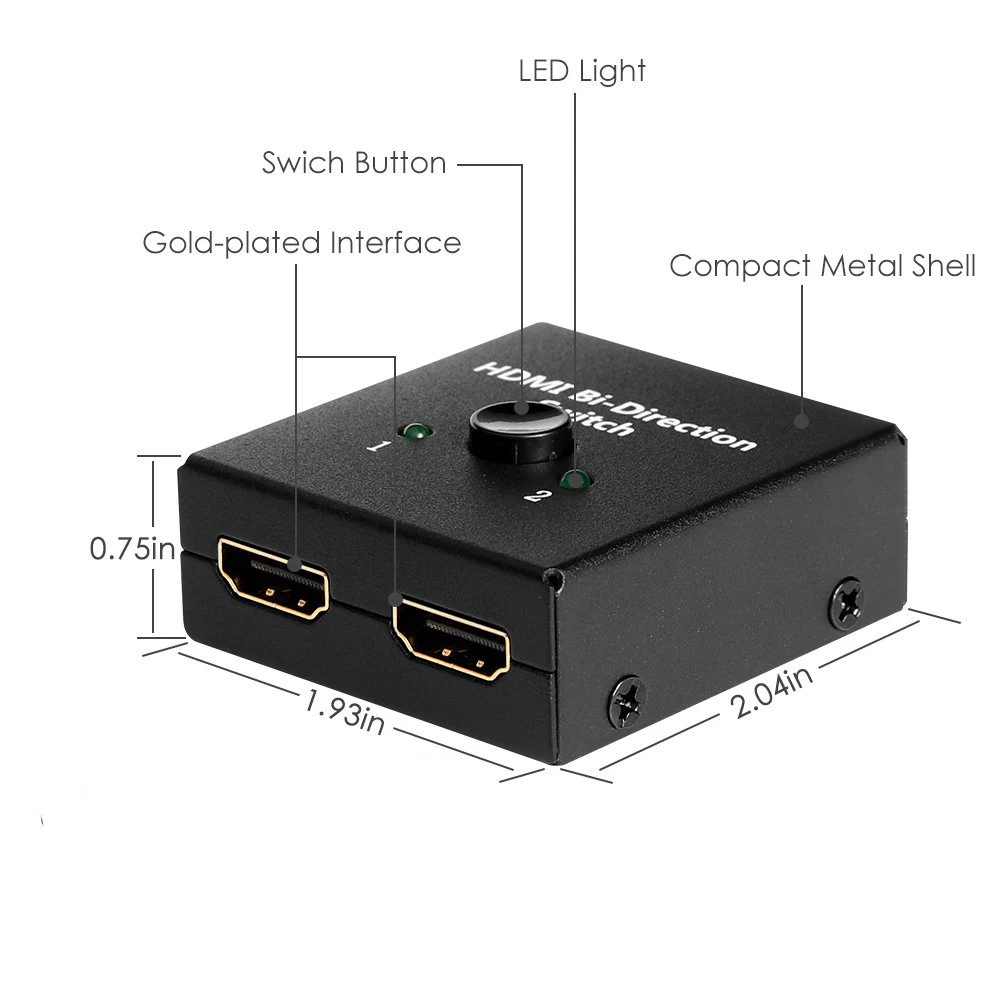 PUZHIJIE HDMI переключатель двунаправленный 2x1 или 2 порта концентратор Sup порт s 4K Ultra HD