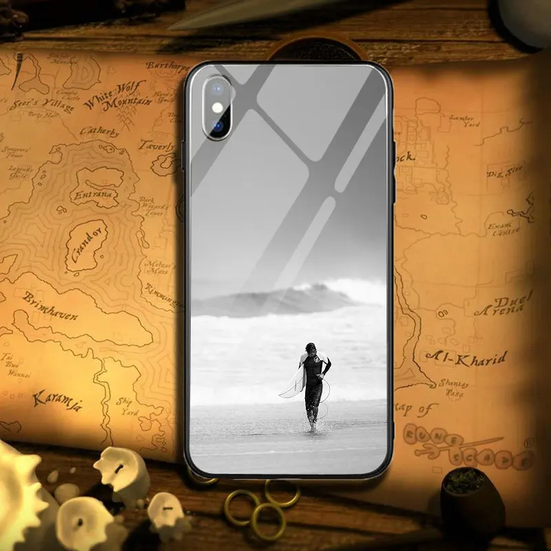 Love Surfing Sports For iPhone 5 5S SE 7 6S 6 8 Plus X XR XS Max Coque Fundas Shell Tempered Glass Mobile Phone Case Cover | Мобильные