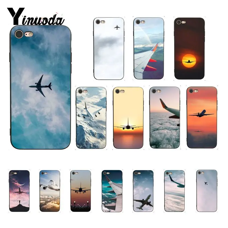 Yinuoda самолет взлет полета черный мягкий корпус телефона чехол для iPhone X XS MAX 6 6S 7 7plus 8 8Plus 5 5S XR Fundas Capa