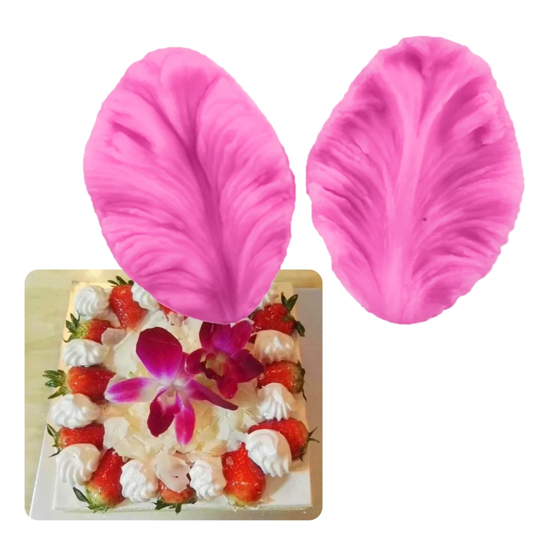 Fondant Silicone Mold 3D Flower Cooking Wedding Decoration Baking Sugar Craft Molds 2pcs Leaves Shape DIY Cake|Формы для тортов| |