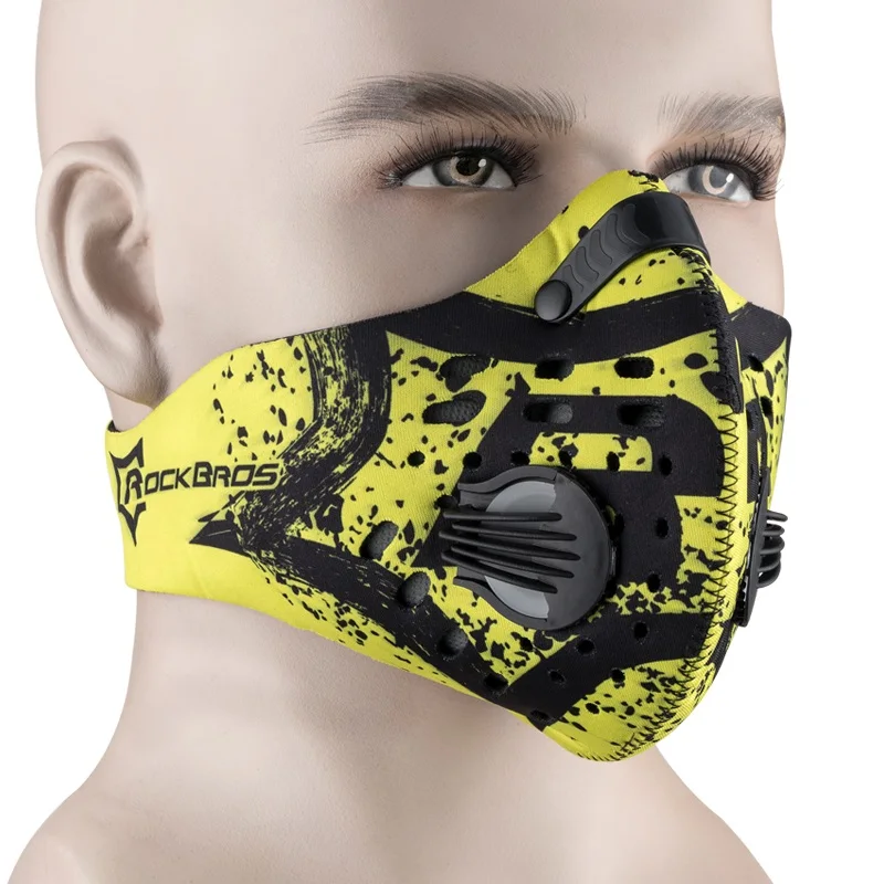 039Yellow Black ROCKBROS Пылезащитная маска, противотуманная, дышащая, маска для лица, Пылезащитная, для города, активированный уголь, воздушный фильтр, спортивный, Cycing Motor, для мужчин, для улицы - Цвет: 039Yellow Black