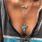 Винтажное многослойное ожерелье из сплава серебристого цвета ожерелья с треугольными подвесками ошейник для женщин ювелирное изделие ожерелье в стиле бохо подарок