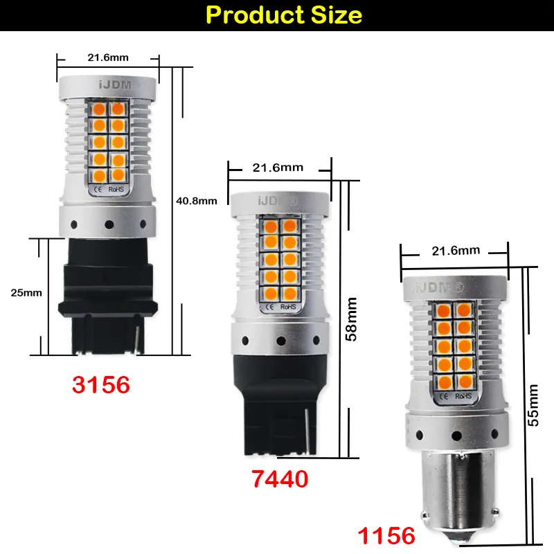 IJDM No Hyper Flash Red 3156 LED canbus без ошибок 7440 T20 1156 P21W светодиодный ные лампы для