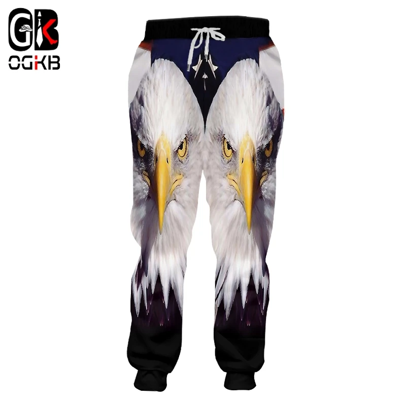 OGKB Homme Loose GYMS 3D Harem Pants Printed American Flag Eagle Casual Large Size Habiliment For Men Spring Sweatpants | Мужская одежда
