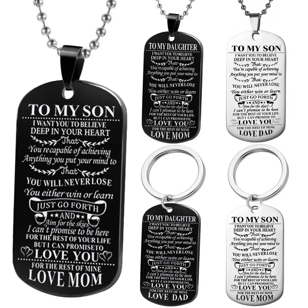 Stainless Steel Dog Tags Pendant Necklaces Men Jewelry Accessories Gifts Long Chain Military Army Style | Украшения и аксессуары